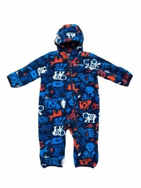 Columbia Size 6-12 Months Snowtop II Fleece Bunting Blue Orange Woodland Animals